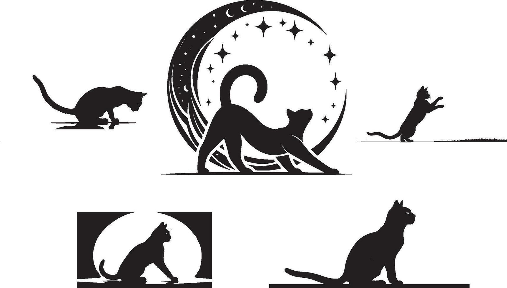 Black silhouettes of cats vector