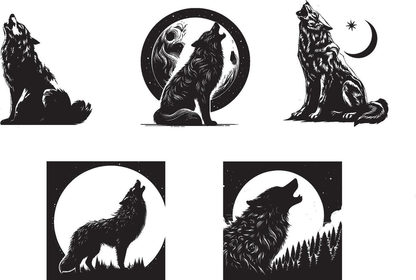 set of animals silhouette vector