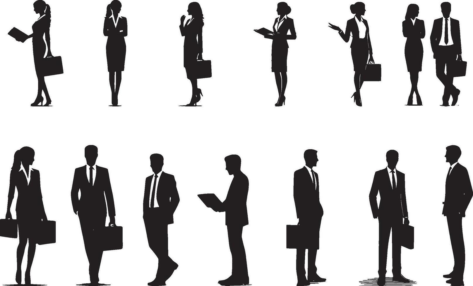 Set of business people Silhouette vector