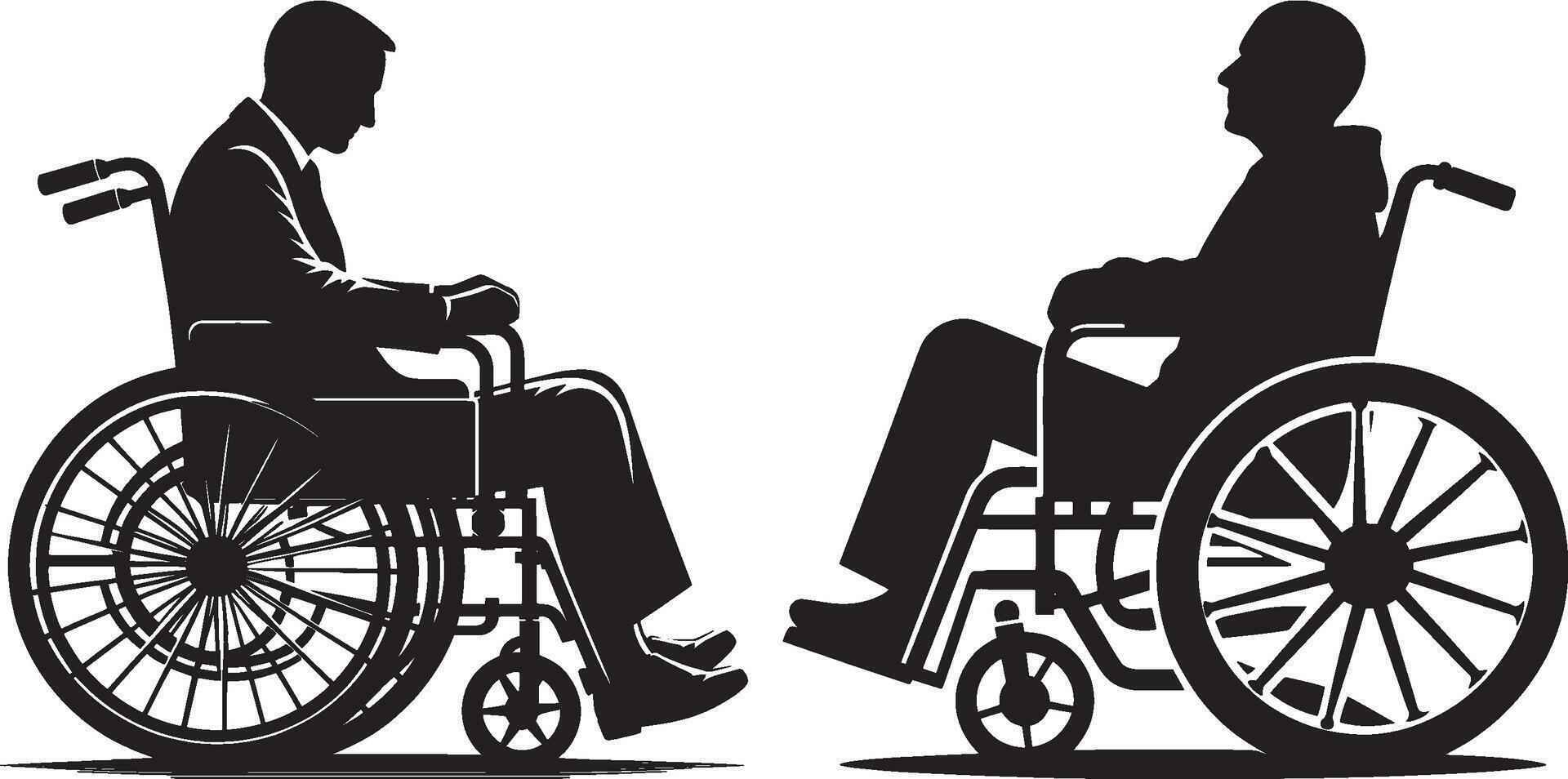 Wheelchair User Silhouettes in Black and White vector