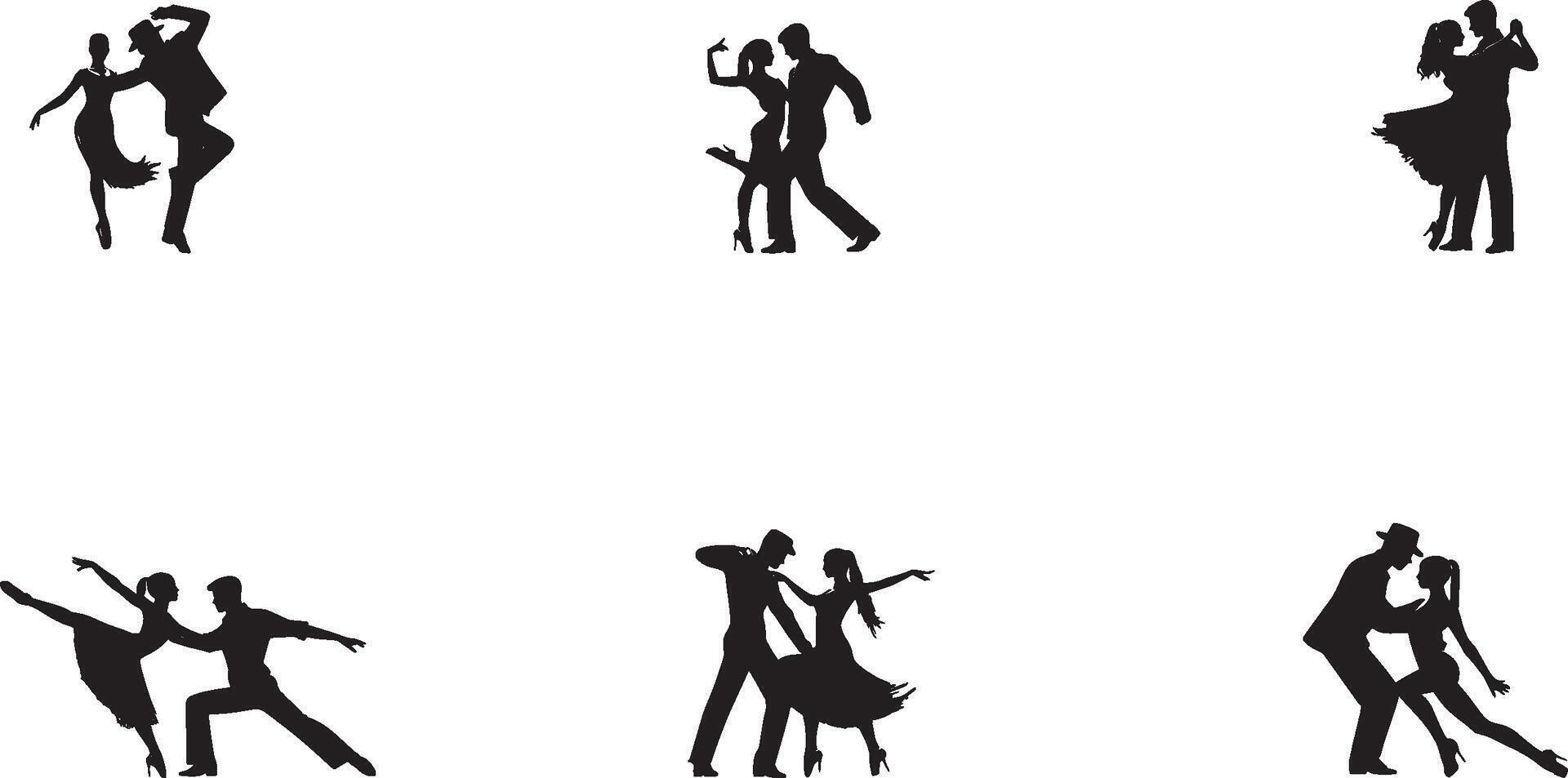 Dancing couples silhouette vector