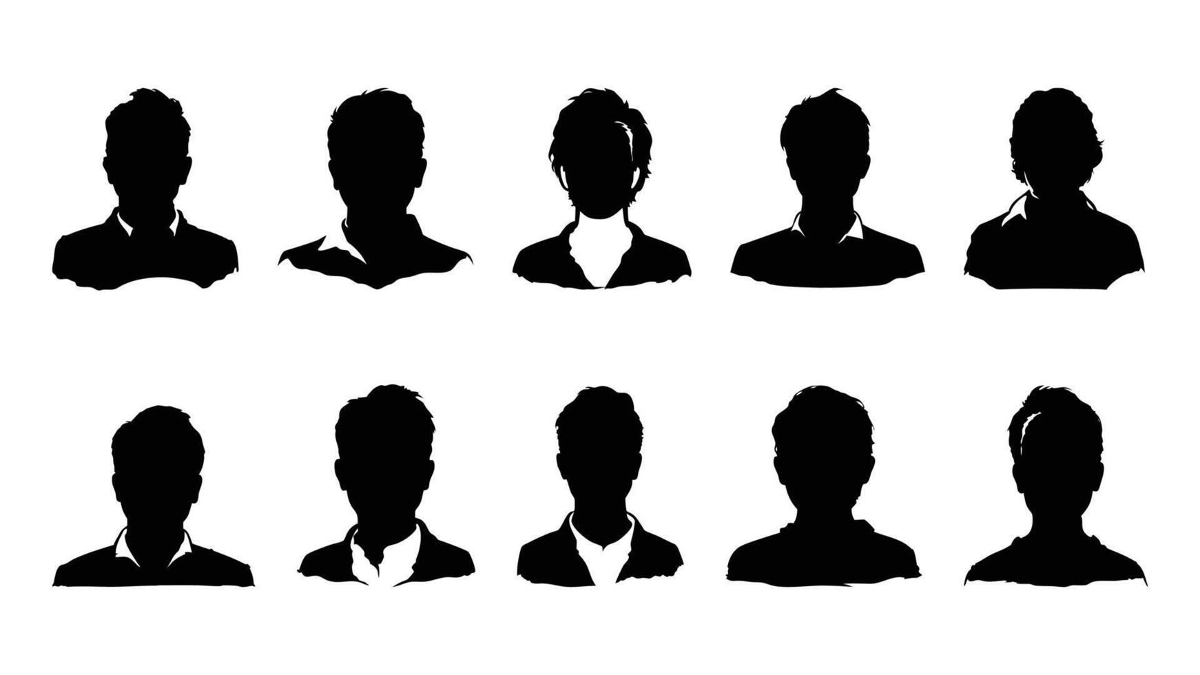 silhouettes of people profile picture, black and white minimalist head and shoulders, generic avatar vector