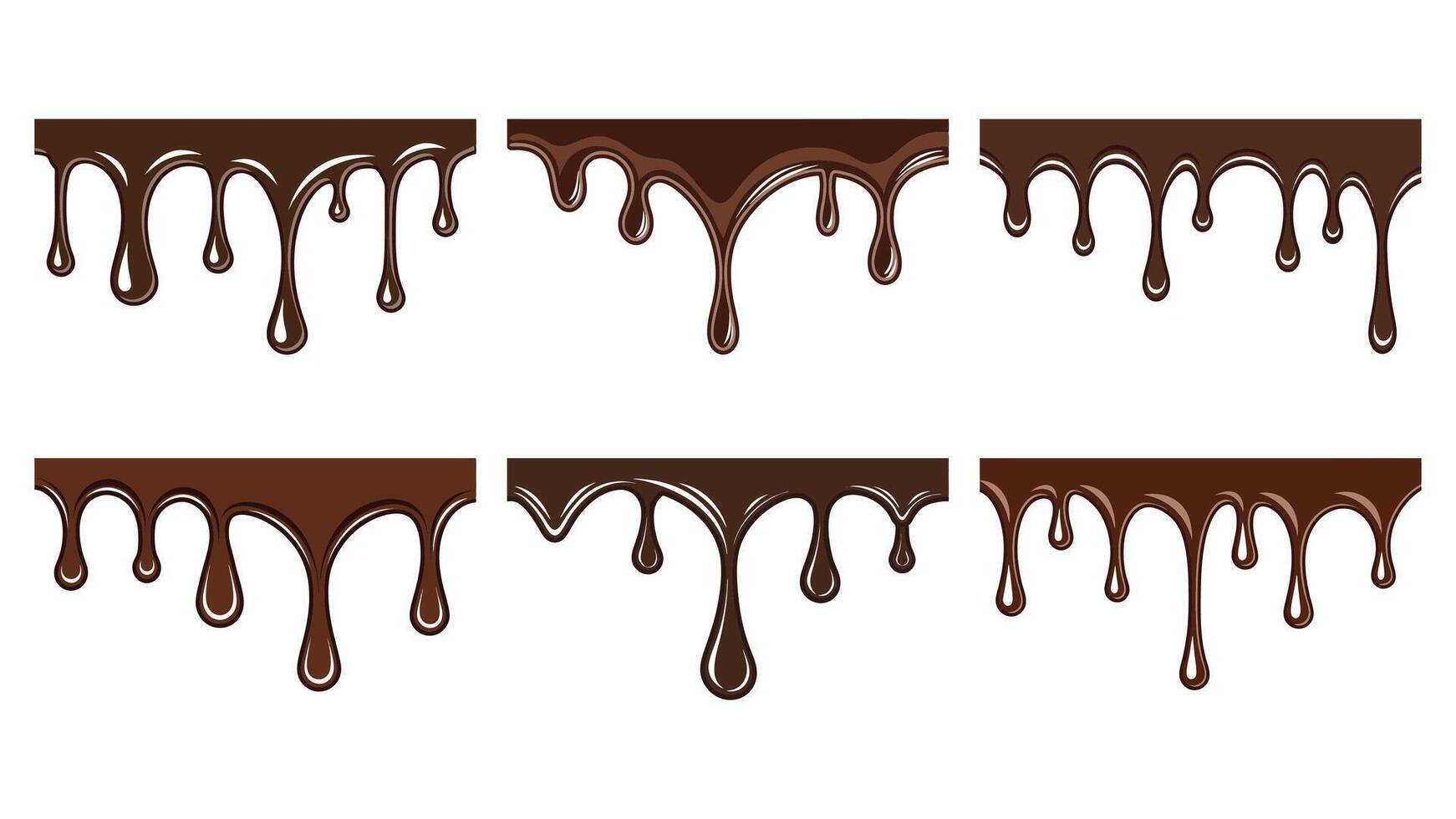 Sweet brown chocolate liquid drips and splashes in a tasty illustration of a flowing dessert vector