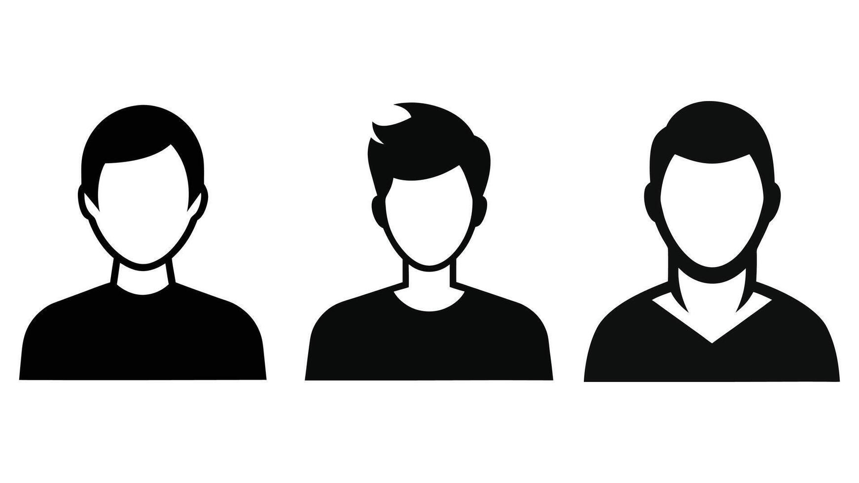 A illustration set shows the silhouette of a man profile picture, and a silhouette of a man as people icons, generic avatar vector