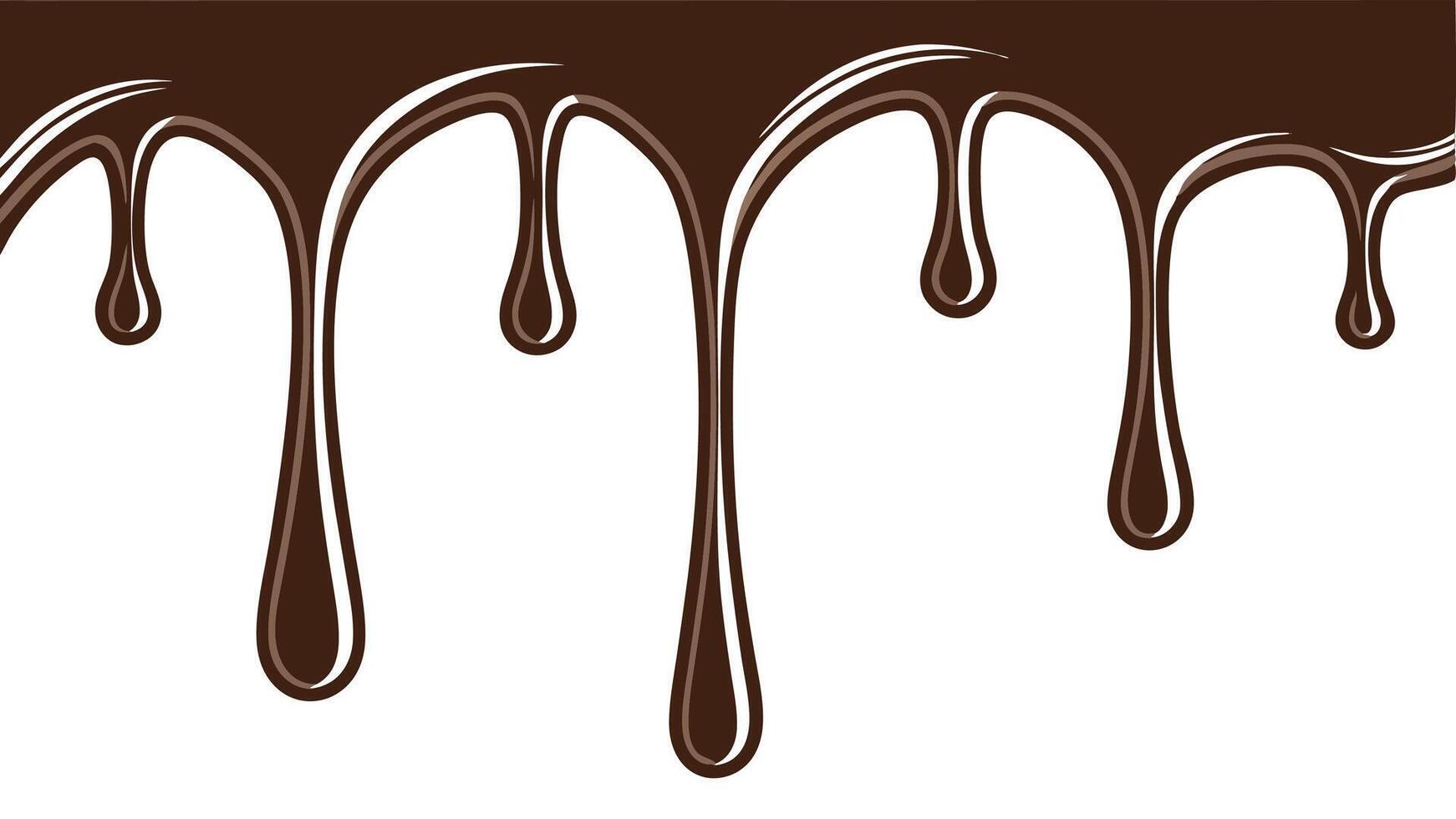 A delicious brown liquid chocolate drip flows, a sweet treat melting on a white background vector