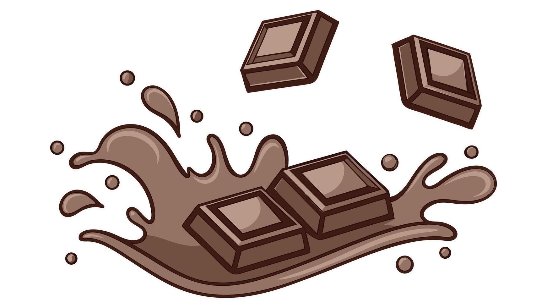 A tempting brown milk chocolate bar with a sweet milk splash is a delicious snack vector