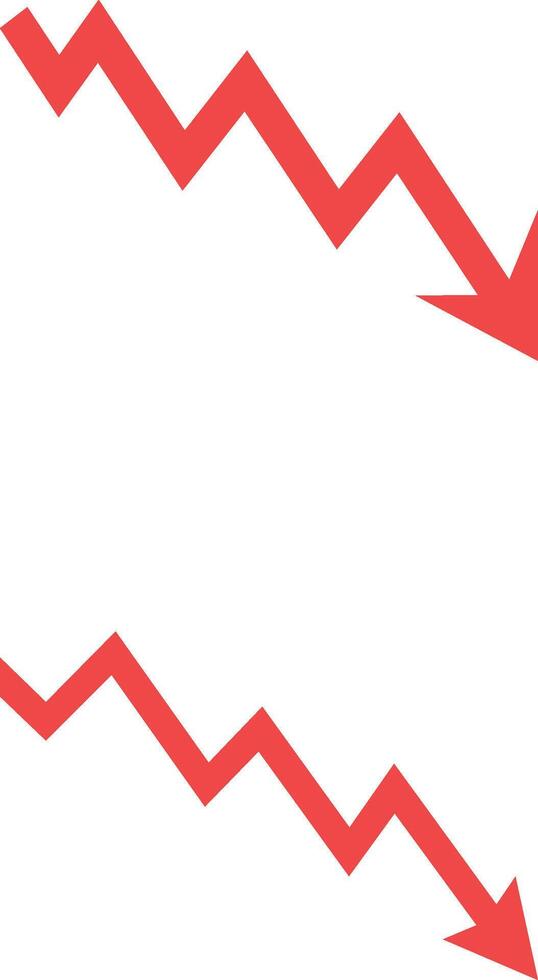 Red Downward Trending Arrows Indicating Market Decline, Financial Loss vector