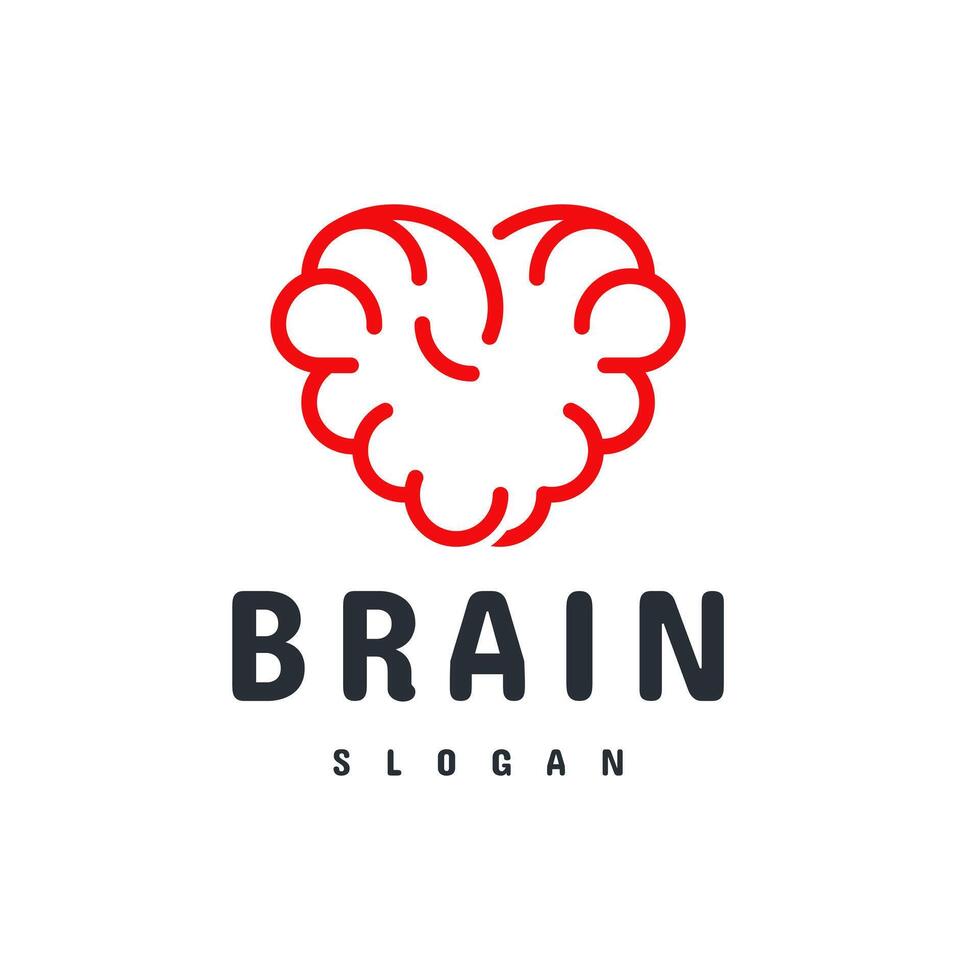 Simple Brain Design in Heart Shape Logo Medical Logo Design vector