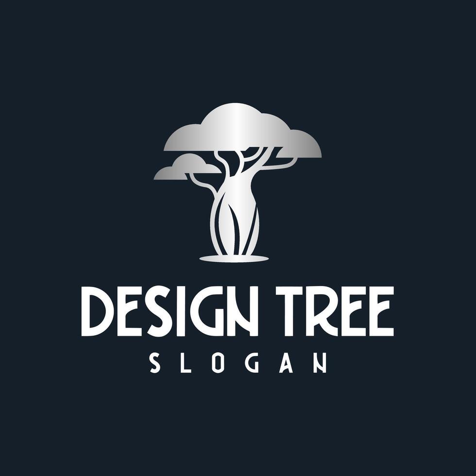 Modern and Minimalist Tree Logo with Silver Gradient Effect. Suitable for Eco-Friendly vector