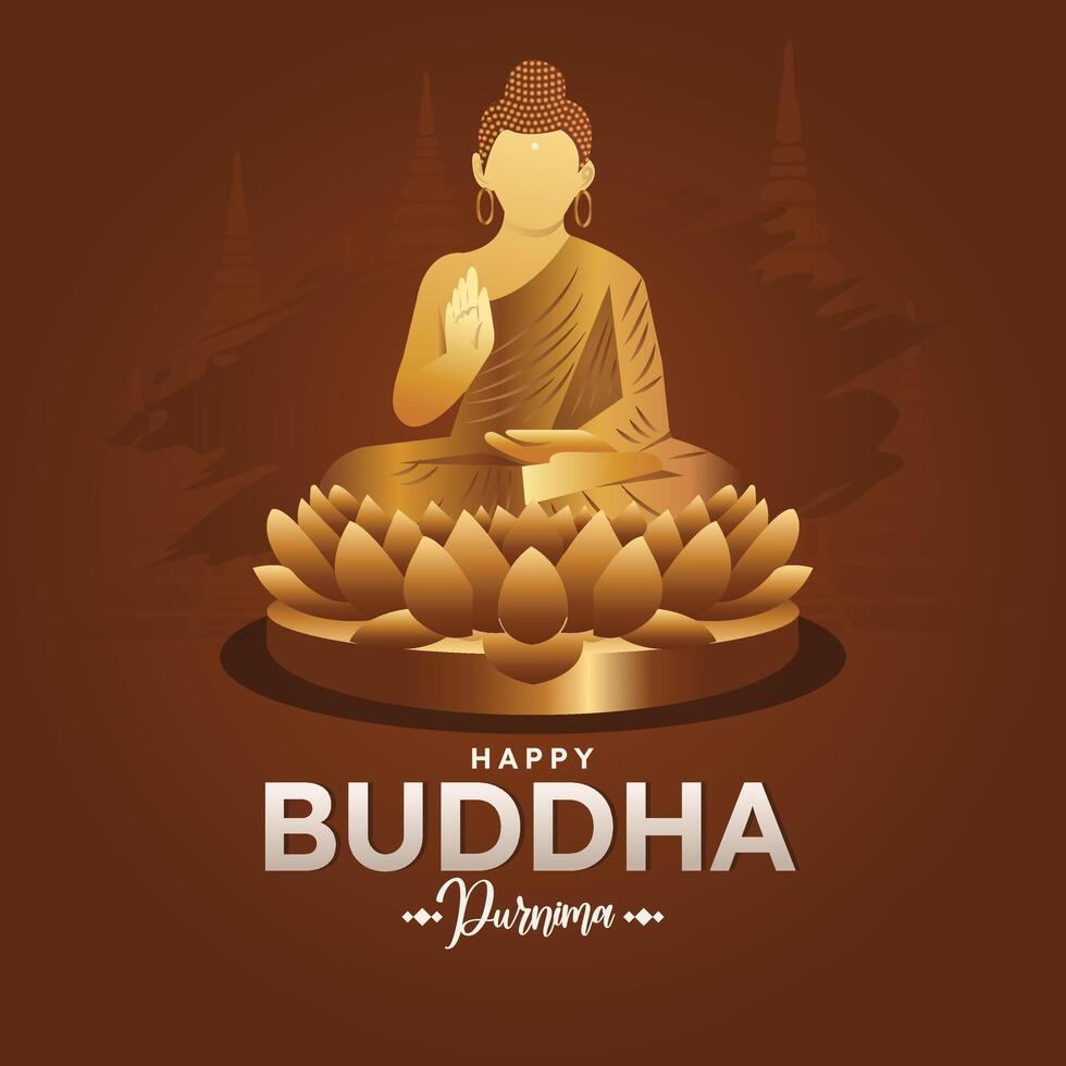 Celebrate Buddha Purnima, Vesak Day, Buddha Jayanti with a serene illustration ideal for posters, banners, social media posts, and Happy Vesak Day greetings vector