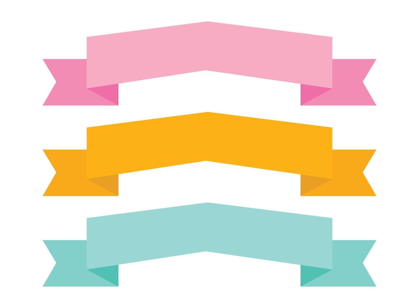 set with colorful ribbon banners, origami paper labels vector