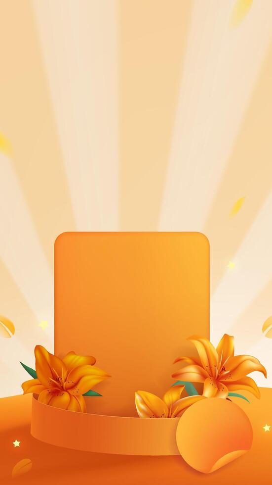 Yellow vertical background design business label with ribbon vector