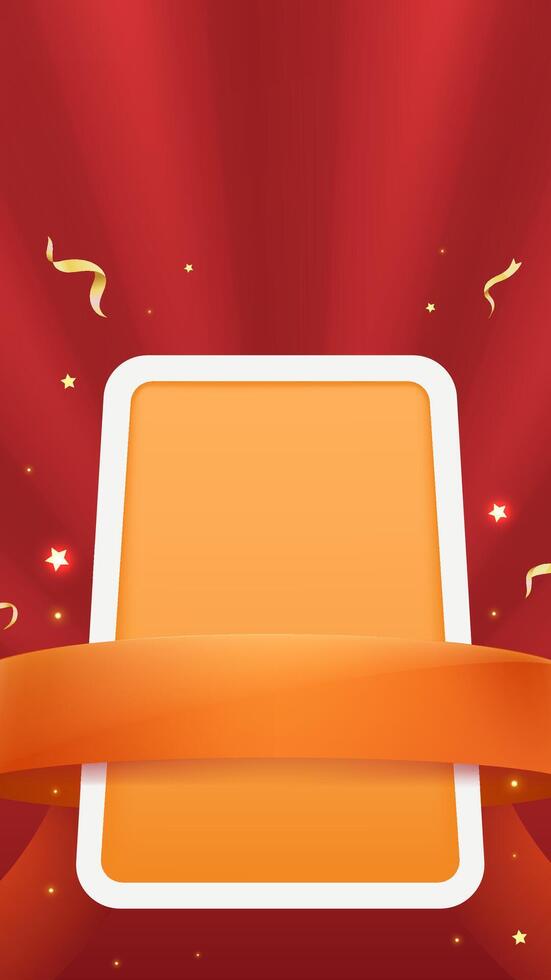 Abstract vertical background yellow card and ribbon and gold confetti vector