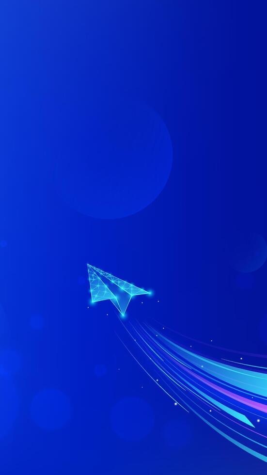 Abstract vertical background design technology sense paper plane with color wake vector