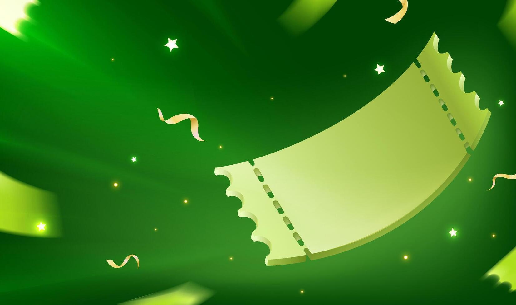 Green horizontal background design of the ticket creates a festive atmosphere vector