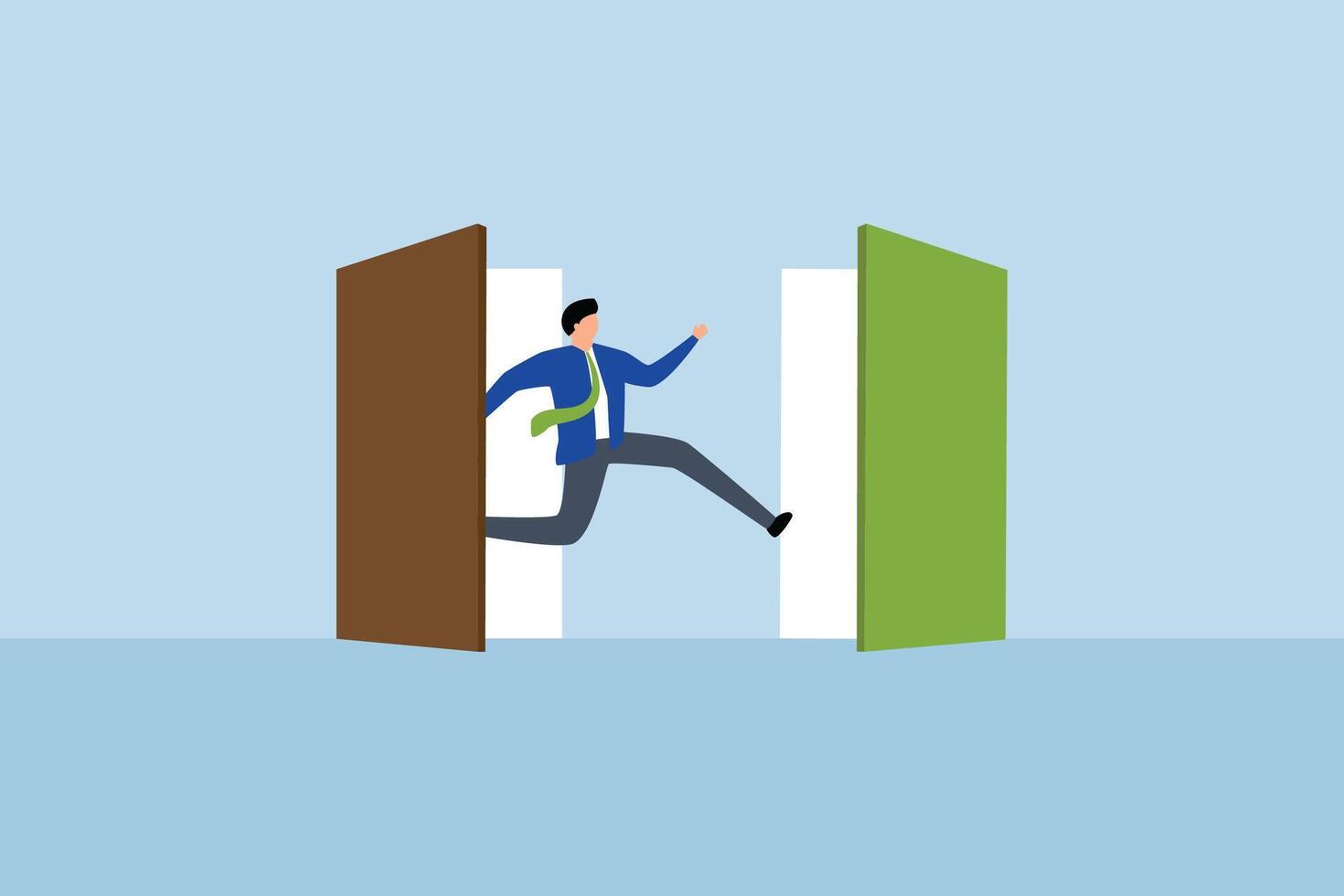 Change job, businessman leave open door to new opportunity. vector