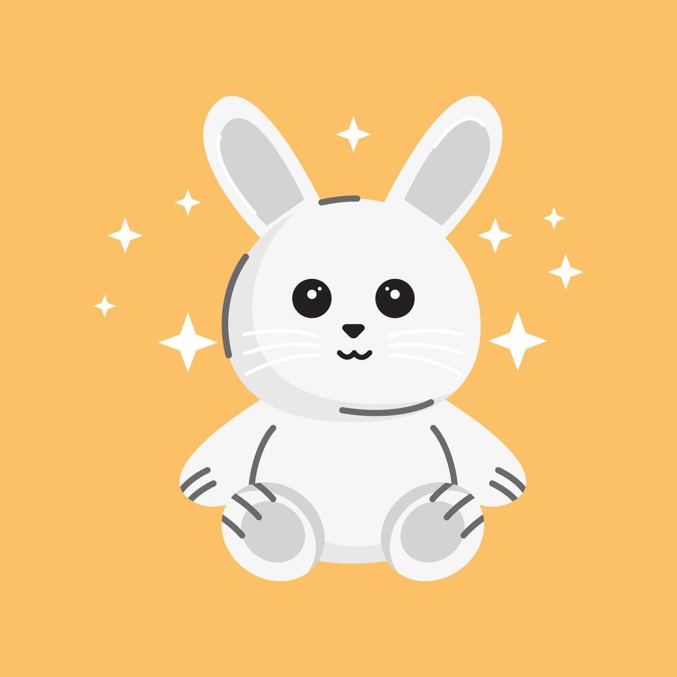 cute rabbit doll with orange background vector