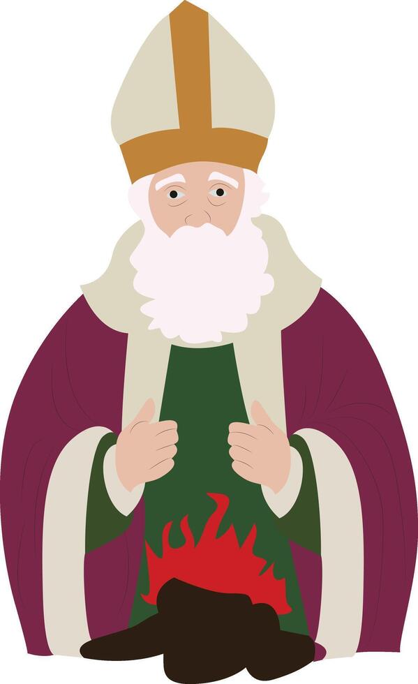 Bishop Warming Hands by Fire Illustration vector