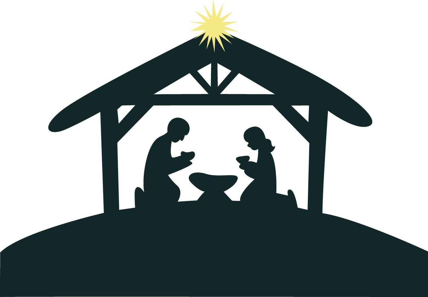 Nativity Scene Silhouette Star Bethlehem vector
