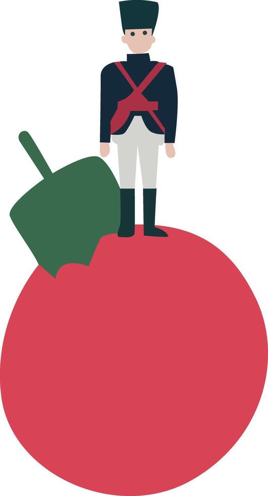 Toy Soldier Atop Giant Red Apple vector