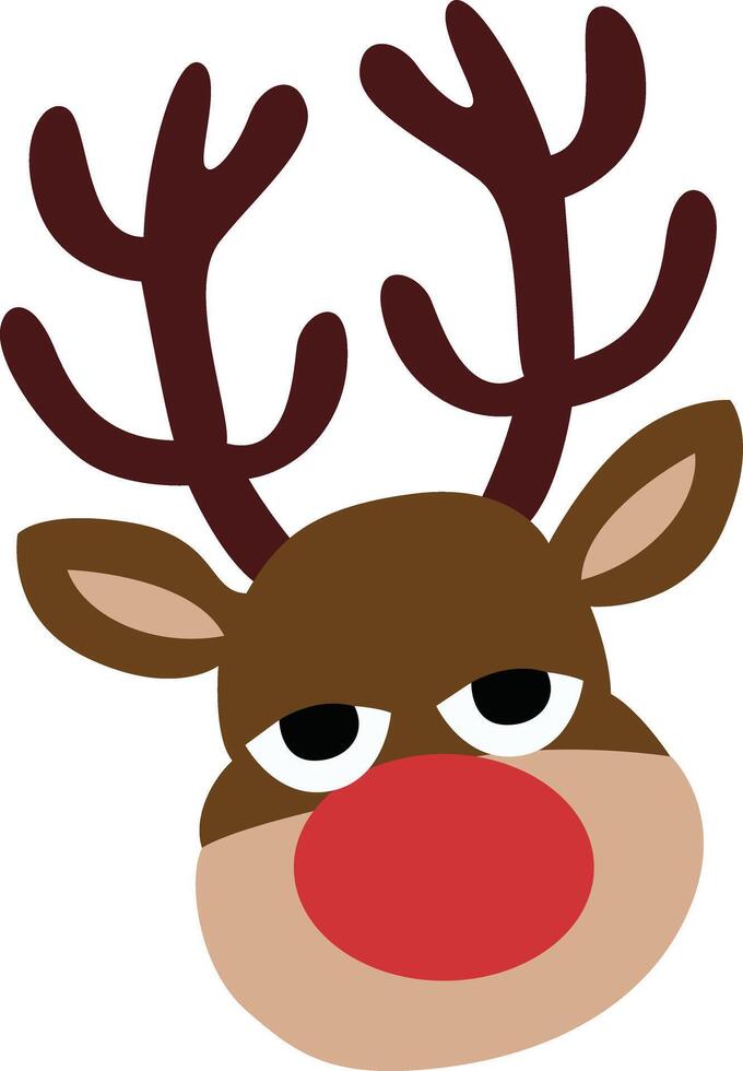 Cartoon Reindeer Face Christmas Clipart vector