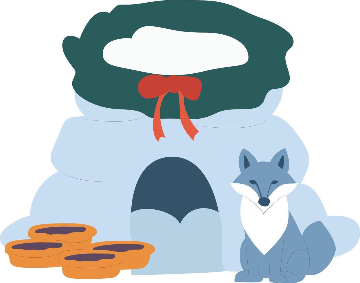 Arctic Fox Igloo Winter Scene Treats vector