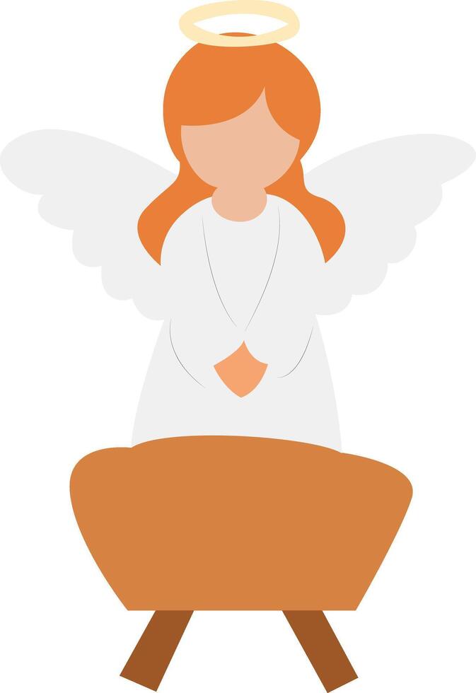 Christmas Angel Manger Scene Illustration vector