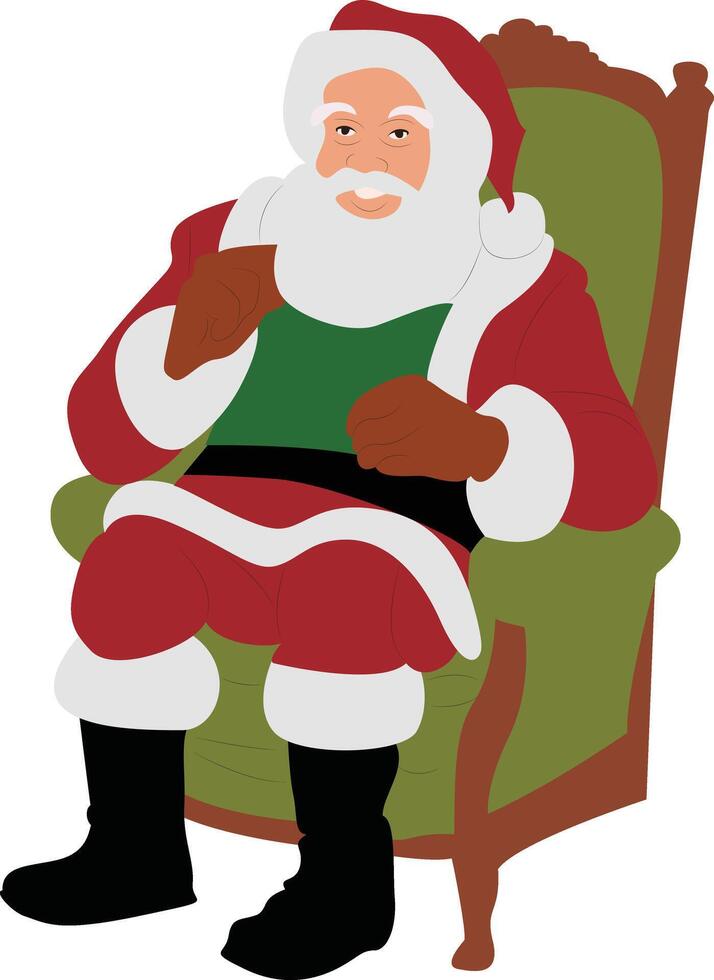 Santa Claus Sitting Green Chair Christmas vector