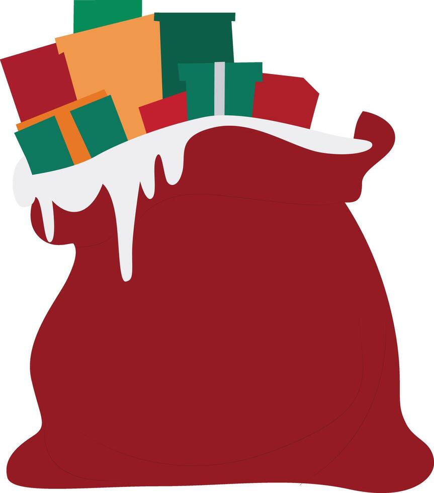 Santa's Christmas Gift Bag Overflowing vector
