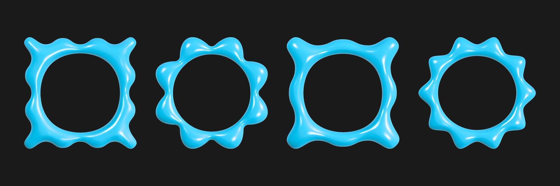 Creative display of wavy 3D frames featuring a reflective glossy texture arranged in a visually striking pattern against a dark background vector