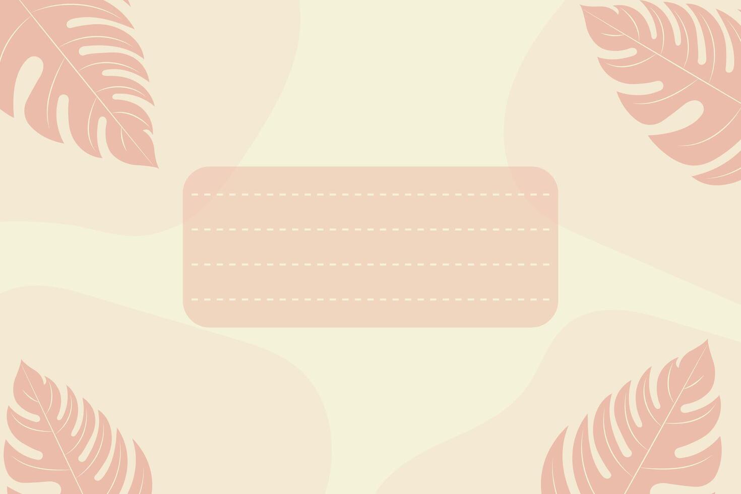 Tropical leaves frame with pastel colors and copy space for text flat illustration. vector