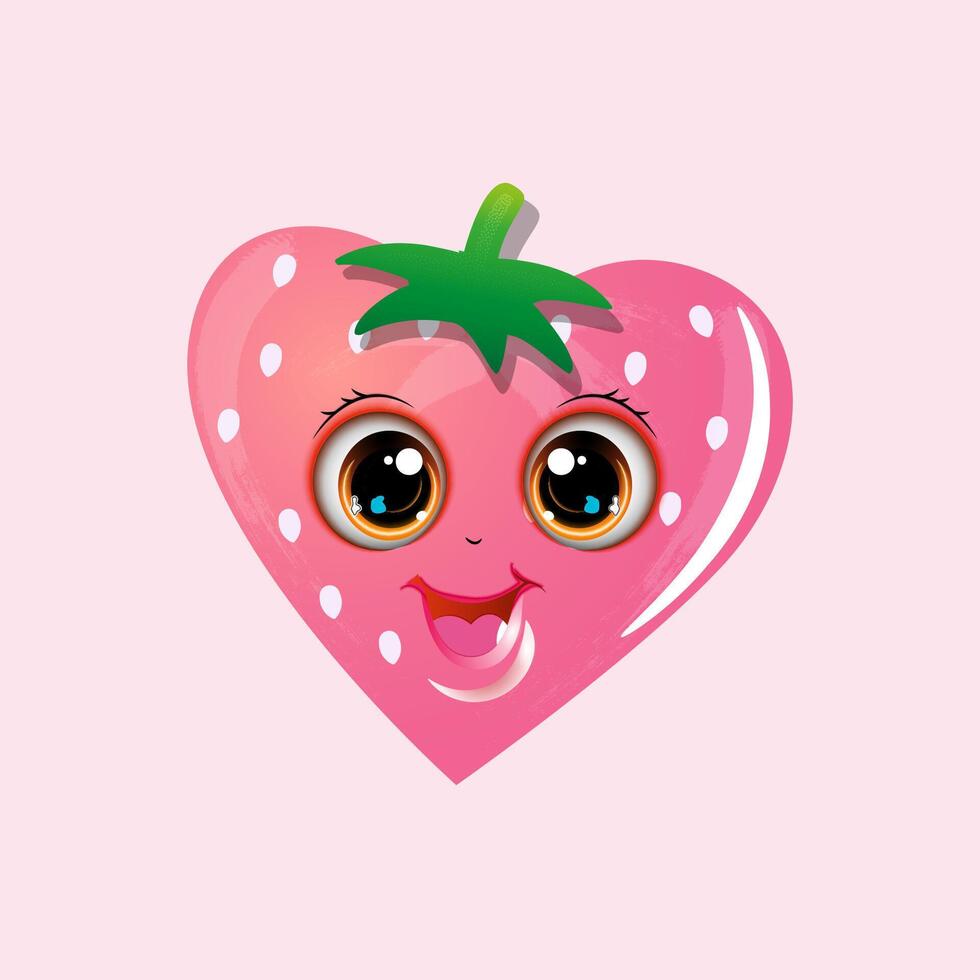 A illustration of a strawberry shape like a heart vector