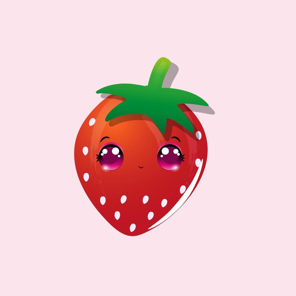 A whimsical illustration of a strawberry vector