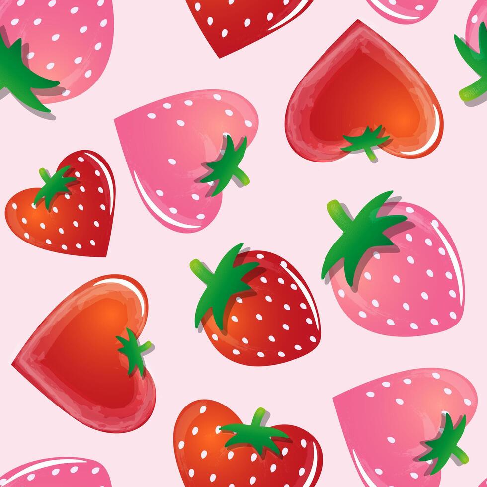 A seamless pattern with red strawberries vector