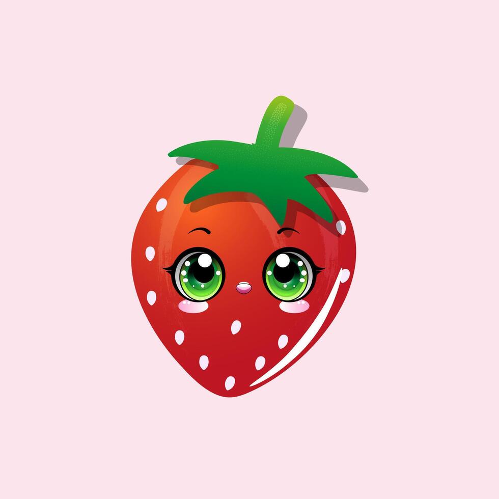 A cartoon strawberry with a smiling face vector