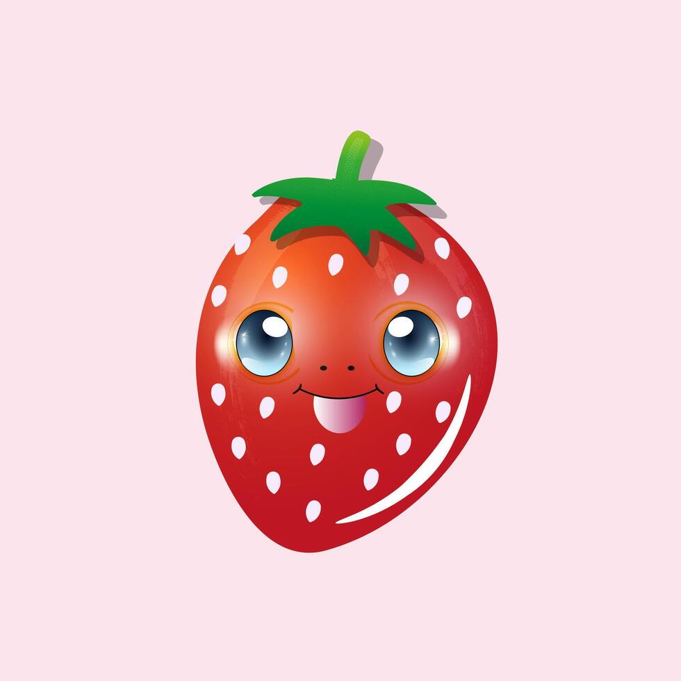 A whimsical illustration a strawberry shaped like a heart vector