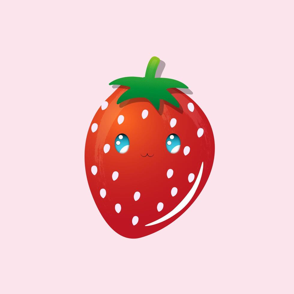 A cute, cartoon-style strawberry with a face vector