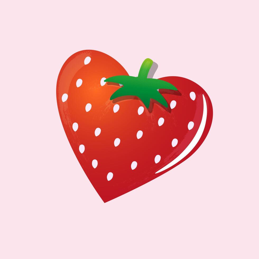 A illustration of a strawberry shaped like a heart vector