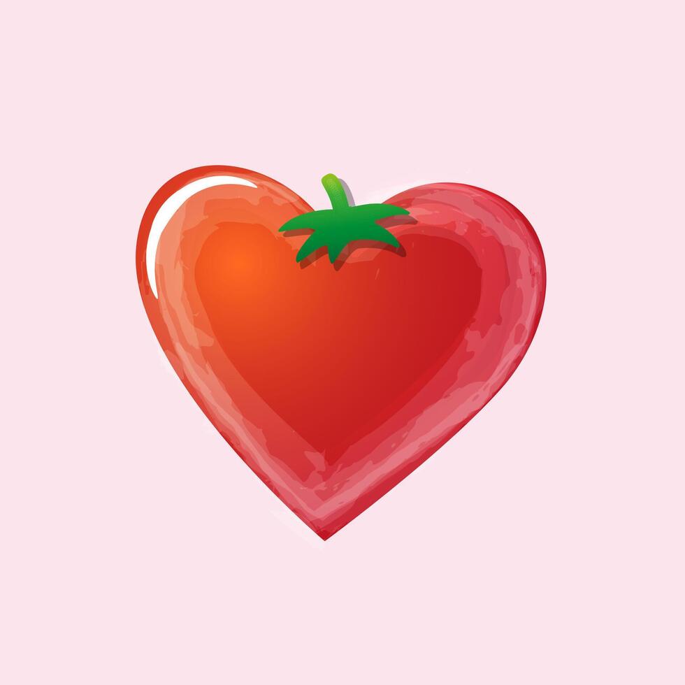 A whimsical illustration of a strawberry shaped like a heart, vector