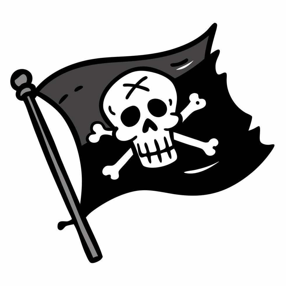 Skull and Crossbones Pirate Flag Illustration with Iconic Jolly Roger Design vector