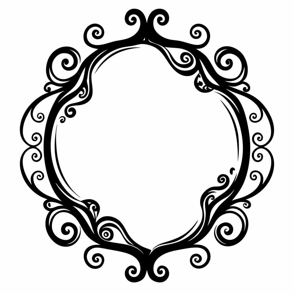 Elegant circular floral frame with intricate swirls for decorative design projects vector