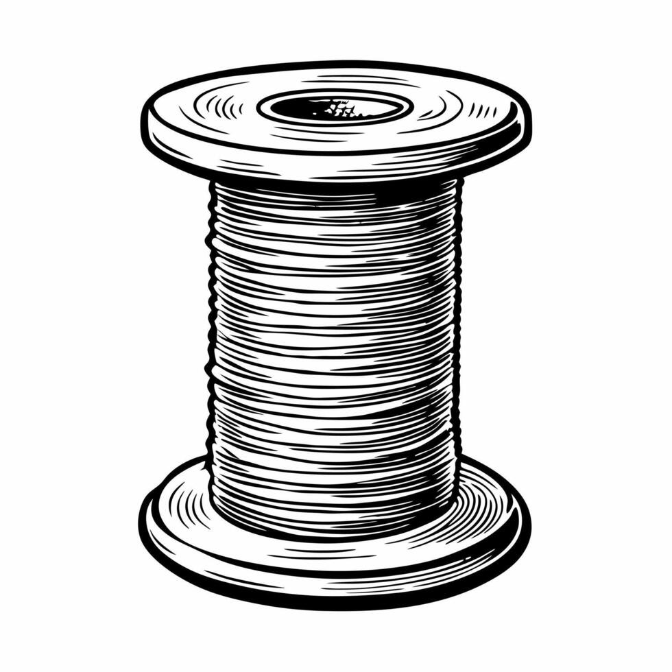 Vintage Thread Spool Illustration Hand Drawn Art for Sewing and Crafting Designs vector