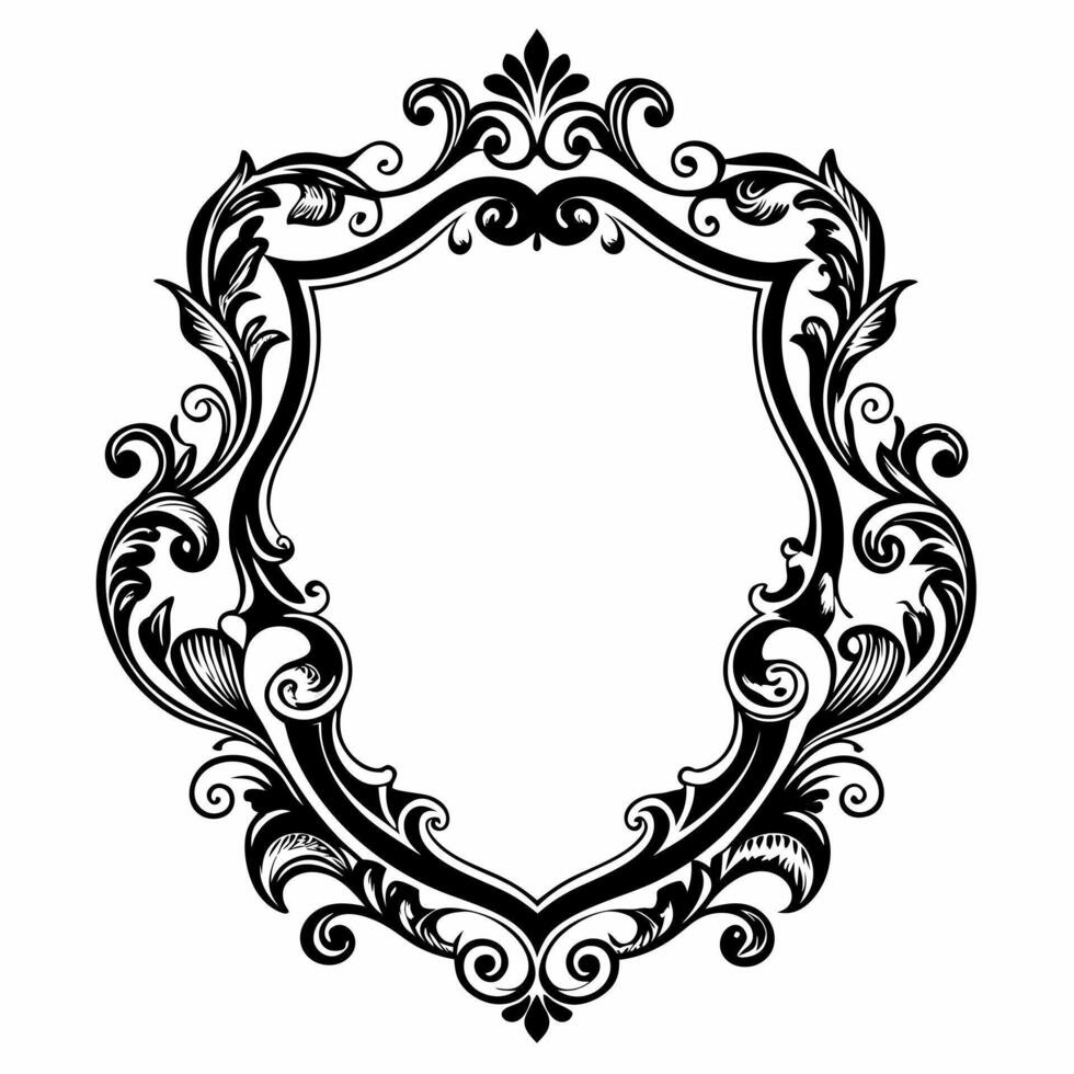 A black and white framed picture with a floral design vector