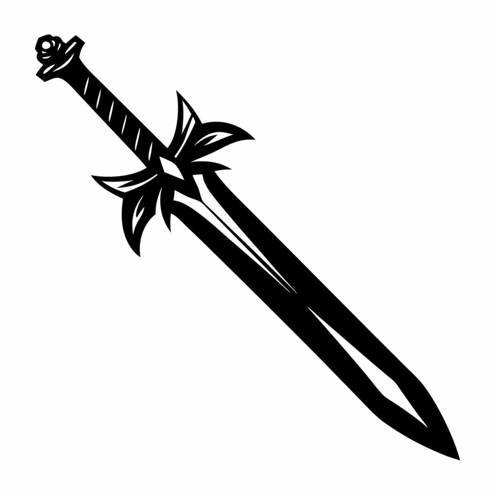 Medieval Sword Silhouette Illustration for Fantasy Design vector