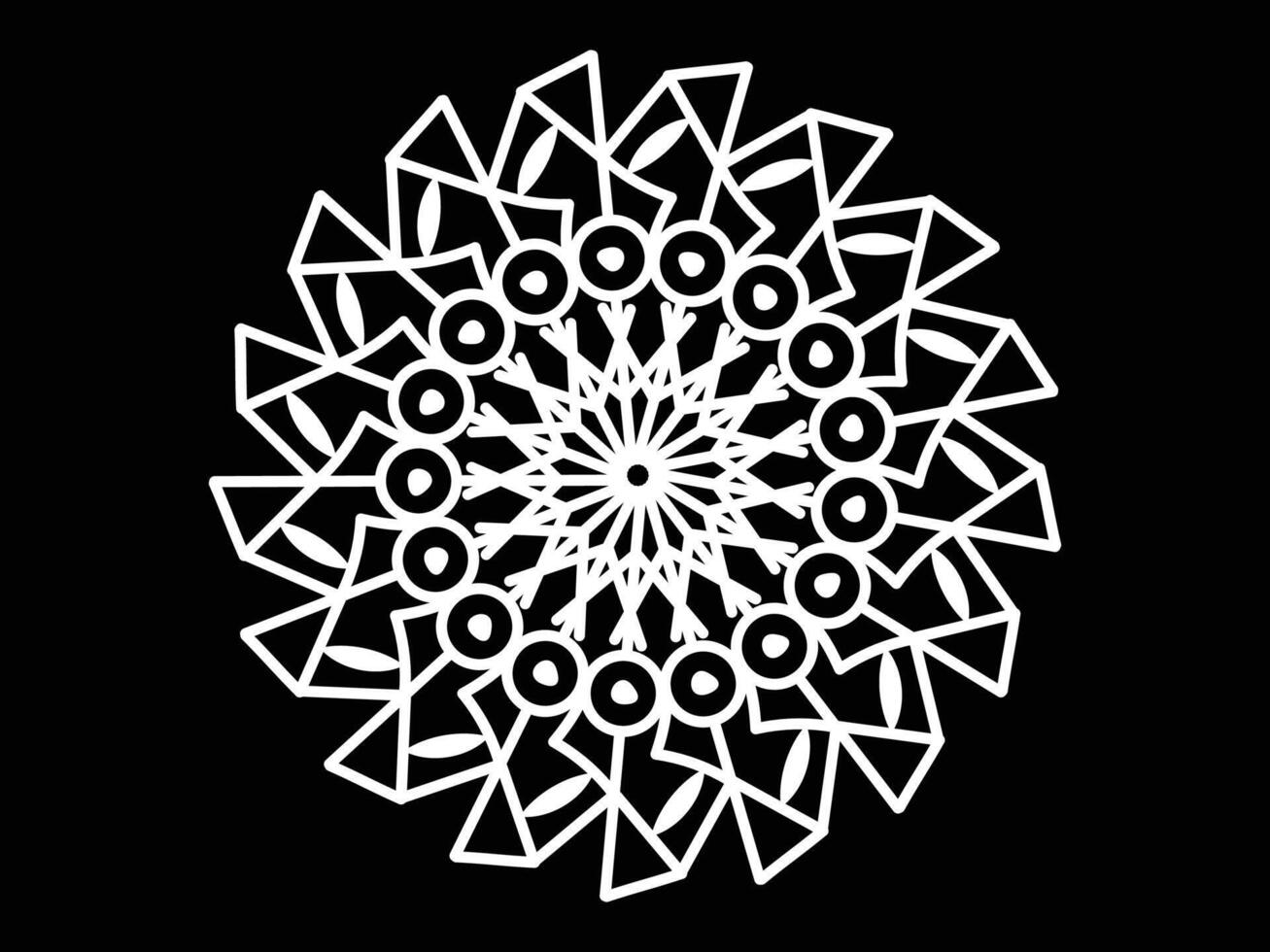 Abstract black and white outline geometric carpet mandala vector