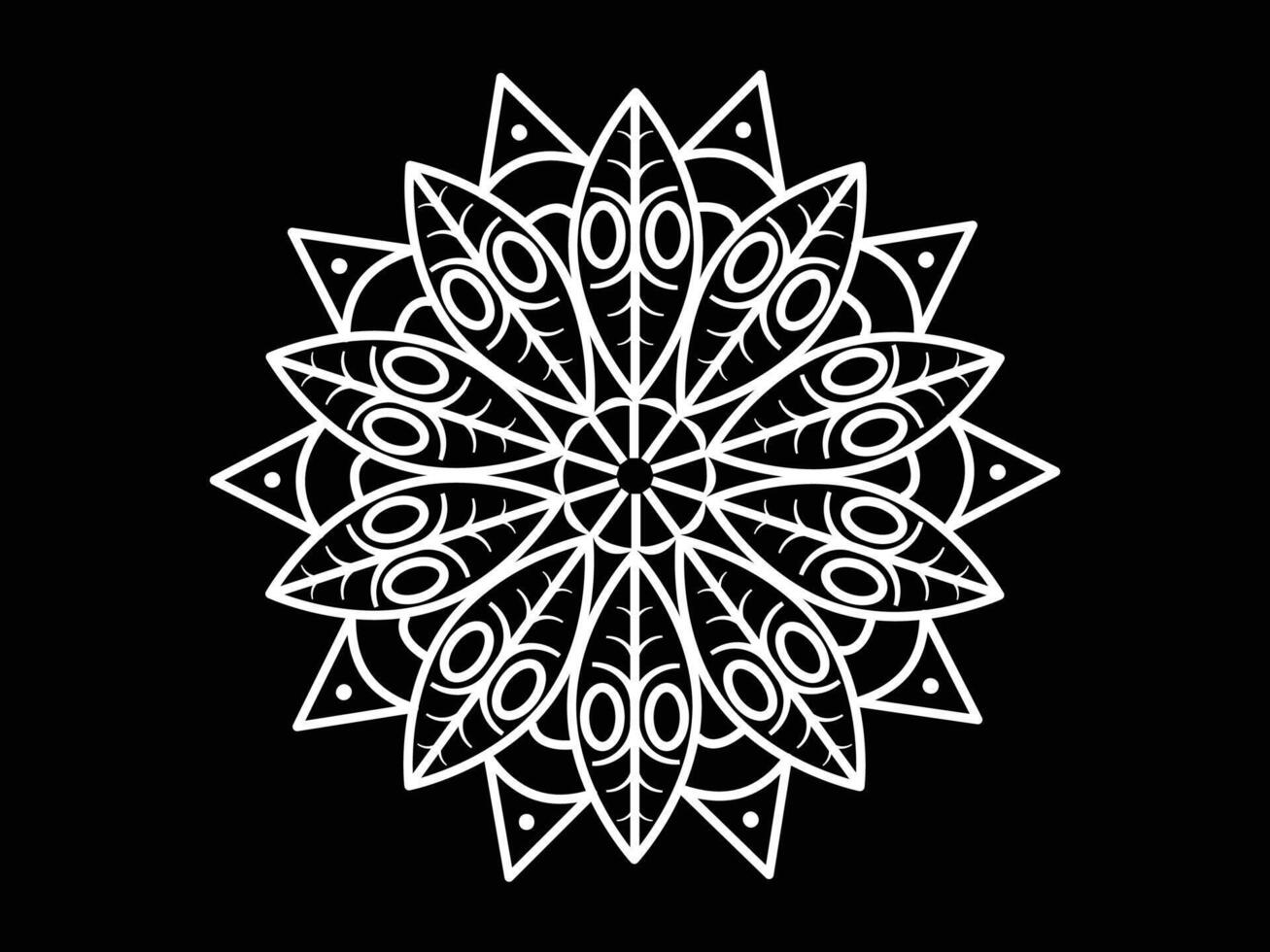 Abstract black and white outline ethnic folk mandala vector