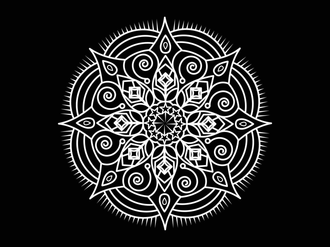 Abstract black and white outline doodle mandala vector