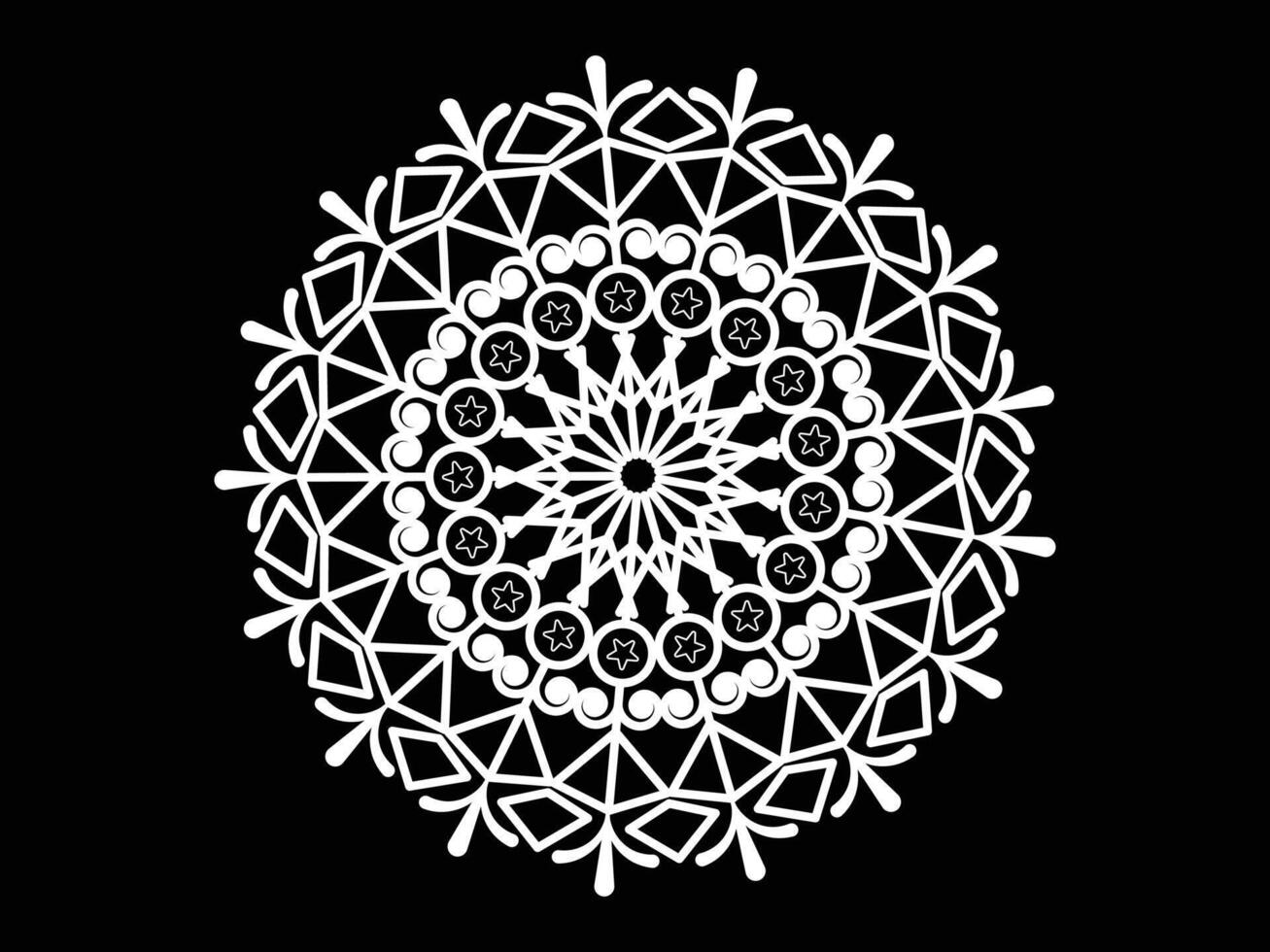 Abstract black and white outline embroidery mandala vector