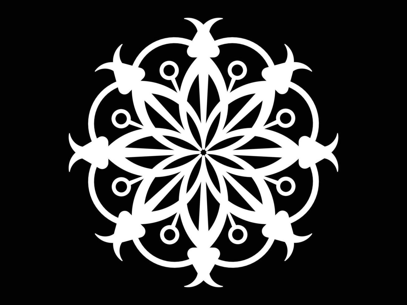 Abstract black and white outline bohemian damask mandala vector