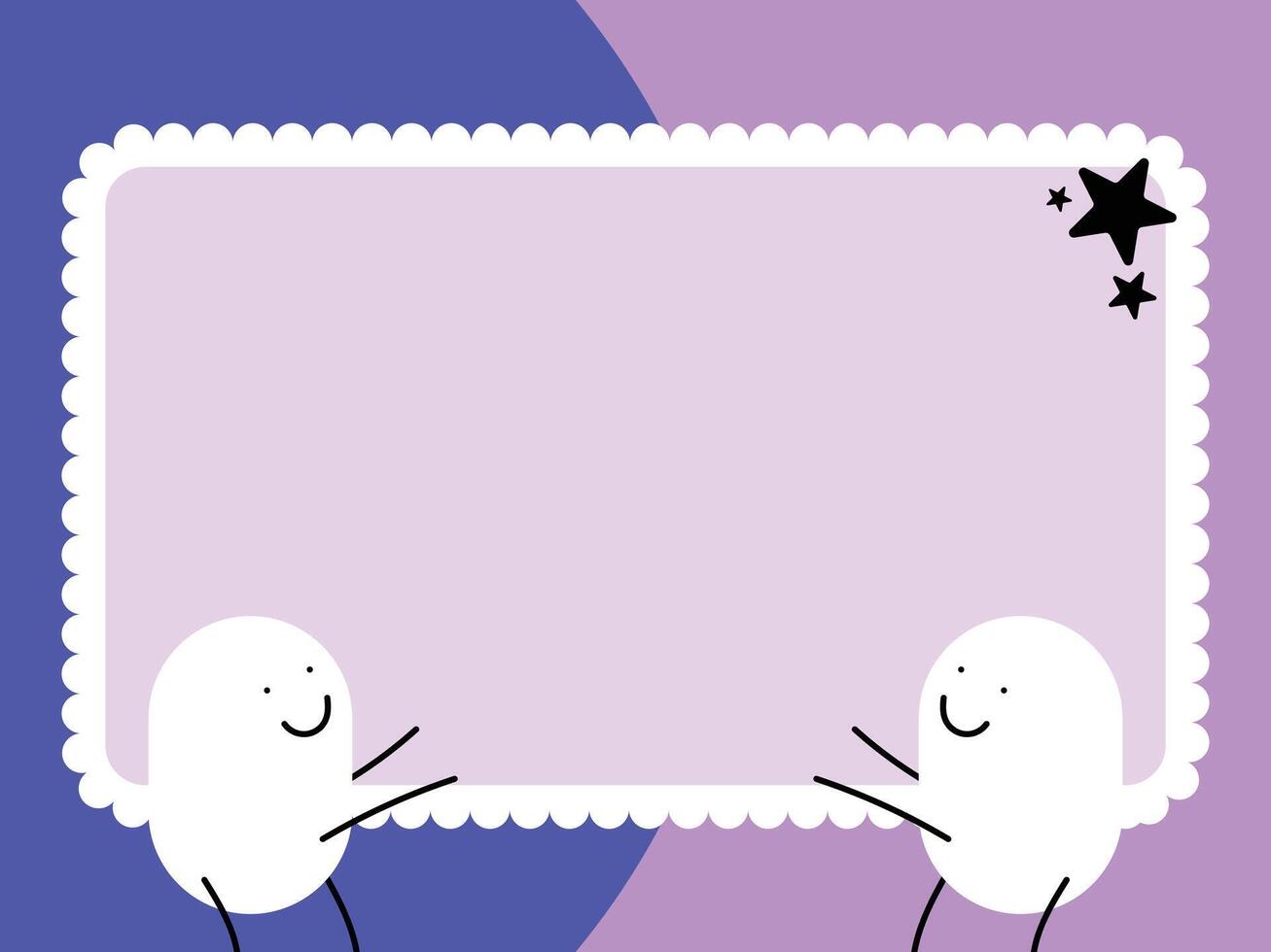 Abstract cartoon doodle holding a blank banner concept design vector